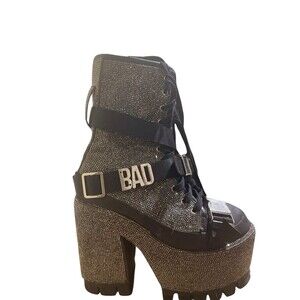 Dolls Kill, Baddie Mentality Size 7 Rhinestone Boots Says “Bad Bleep”￼